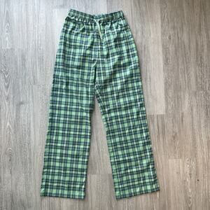 Chuu Women's Plaid Wide Leg Pants Green Aesthetic Y2K Size 8
